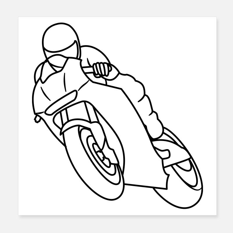 Wheelie à la course de moto - sombre Poster 20 x 20 cm