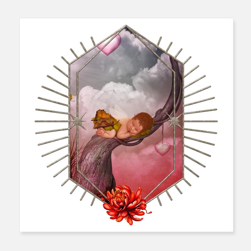 Mignon bébé fée endormi. Poster 20 x 20 cm