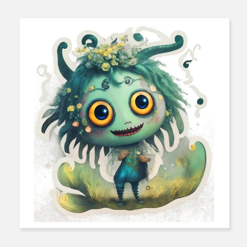 Monsters Poster 8" x 8" (20x20 cm)