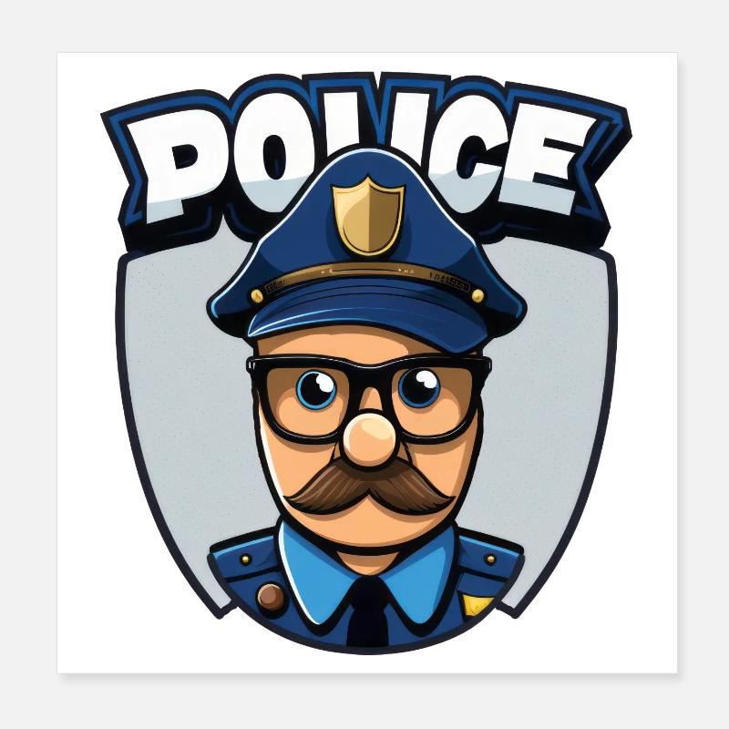 Policeman, Police Poster 8" x 8" (20x20 cm)