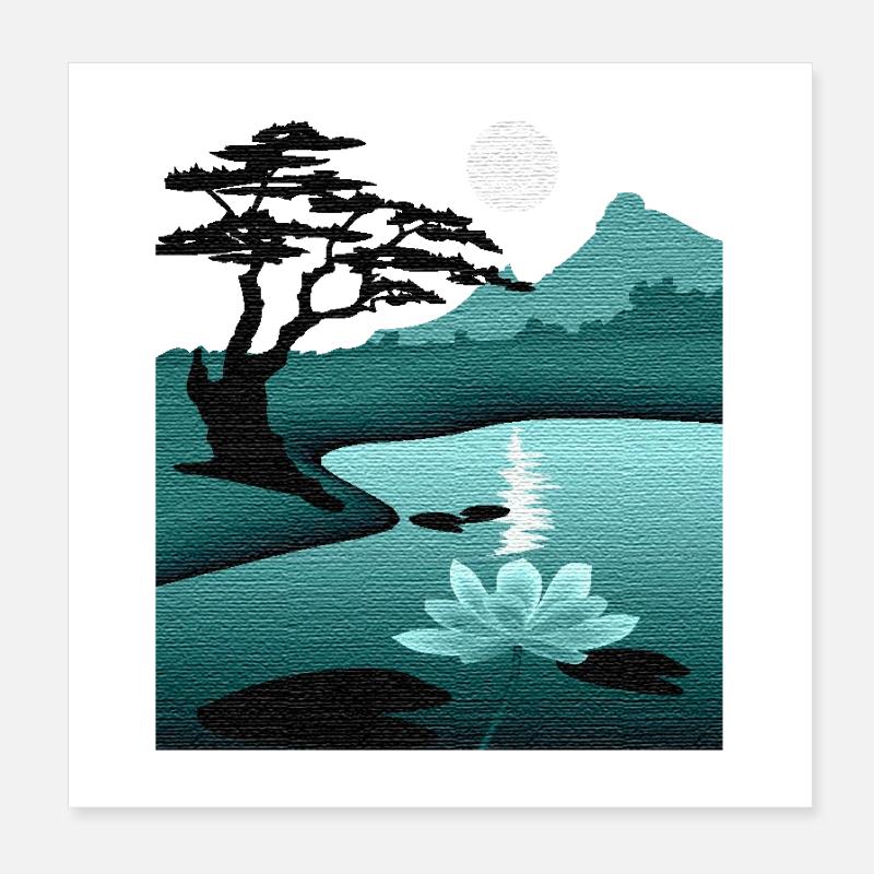 Mondlandschaft by Night with Structure Poster 20x20 cm