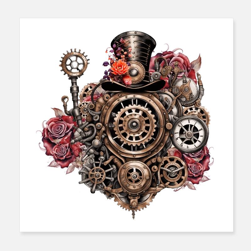 Wunderbares Steampunk-Design Poster 20x20 cm