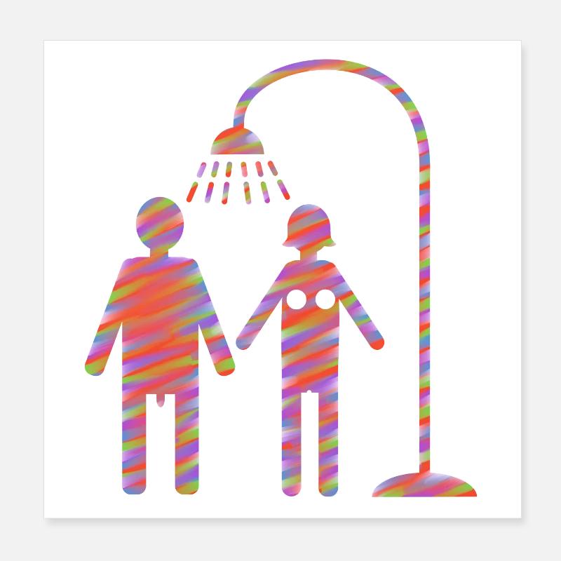  unter der Dusche Duschen Poster 20x20 cm