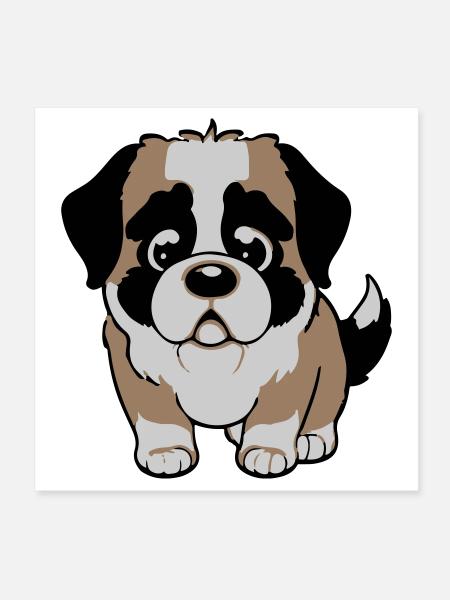 Chien Saint-Bernard - Poster 20 x 20 cm - blanc - Devant
