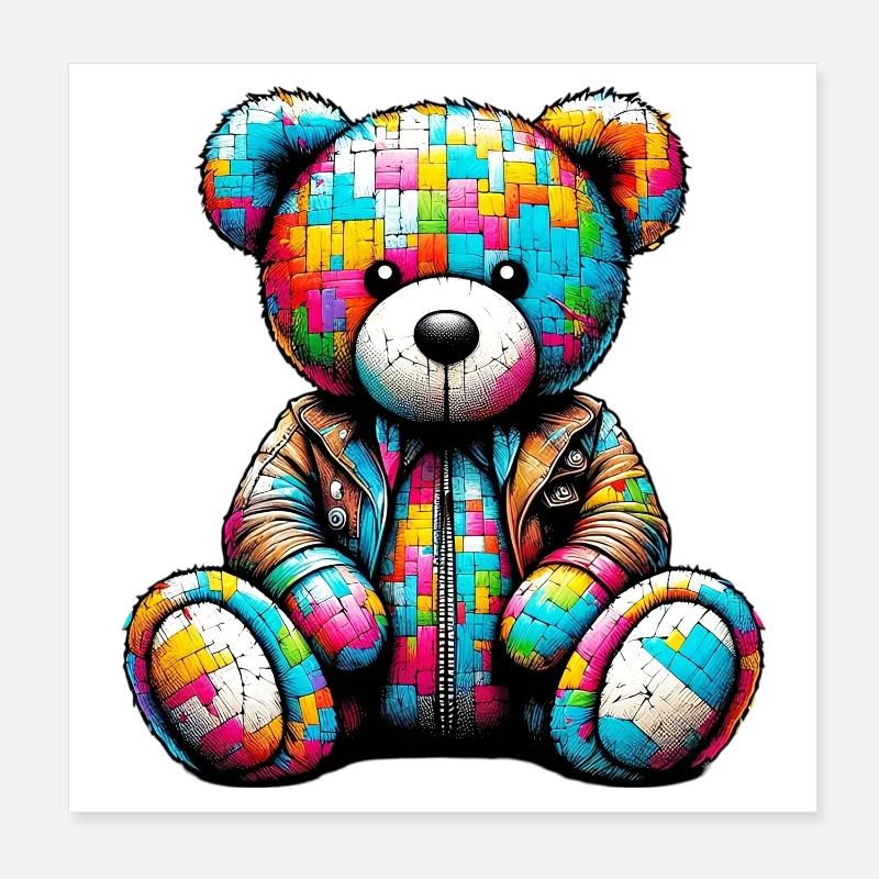Teddy Bear Teddy Bear Leather Vest Poster 8" x 8" (20x20 cm)
