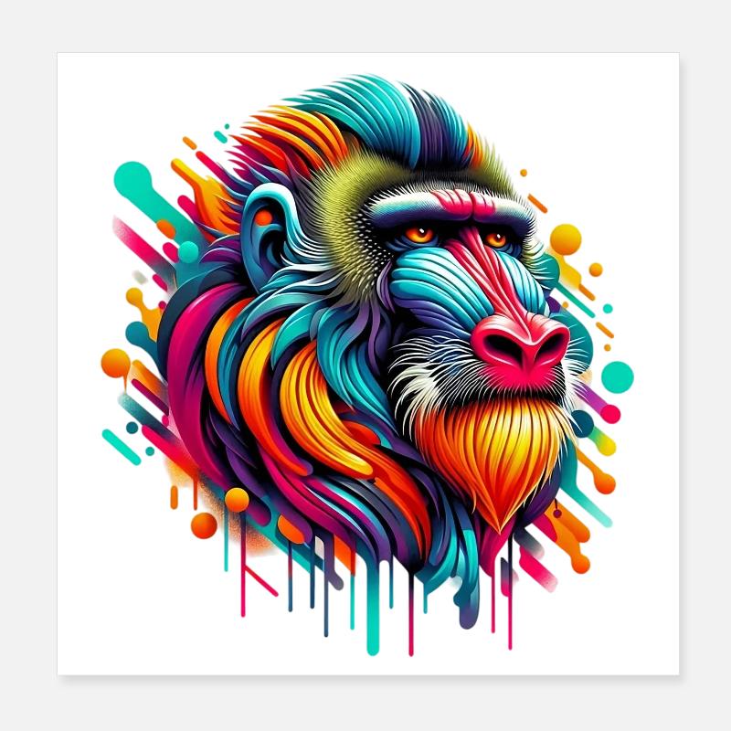 Mandrill-Affe Poster 20x20 cm