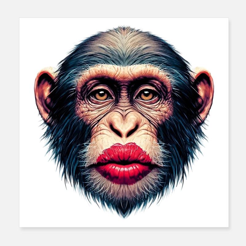 Monkey Kiss Poster 8" x 8" (20x20 cm)