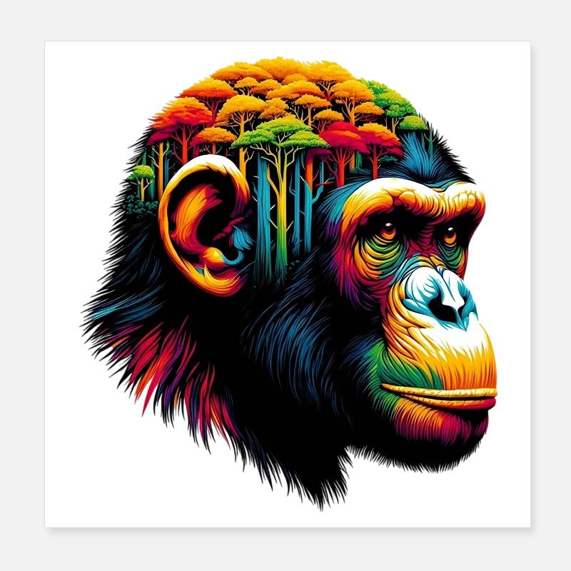 Monkey Poster 8" x 8" (20x20 cm)