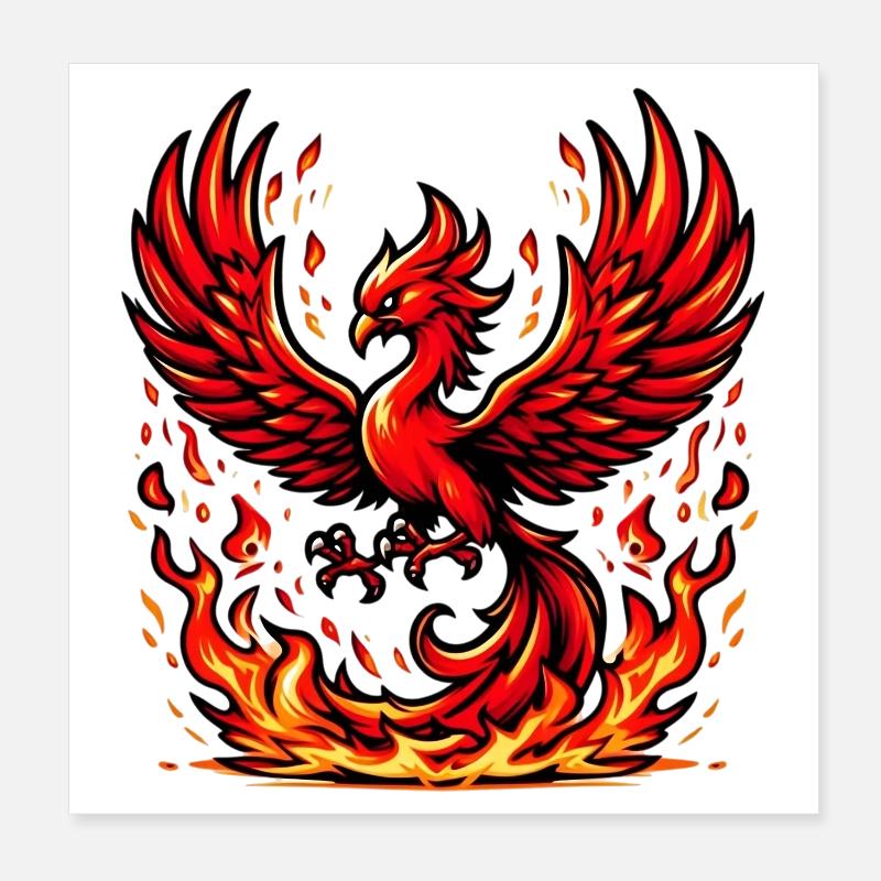Roter Phönix Poster 20x20 cm