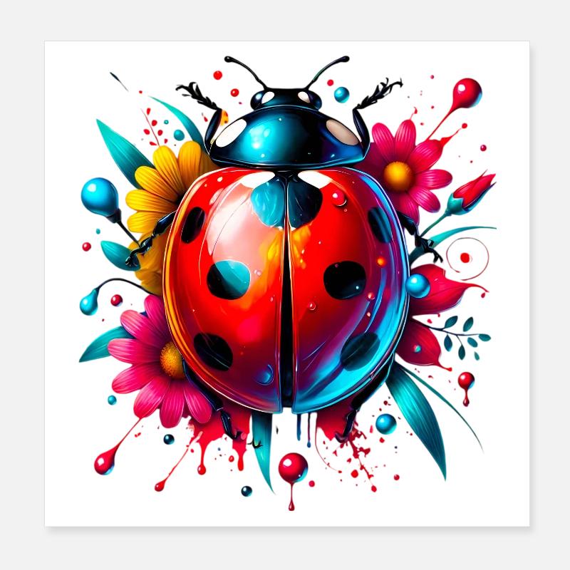 Ladybird Poster 8" x 8" (20x20 cm)