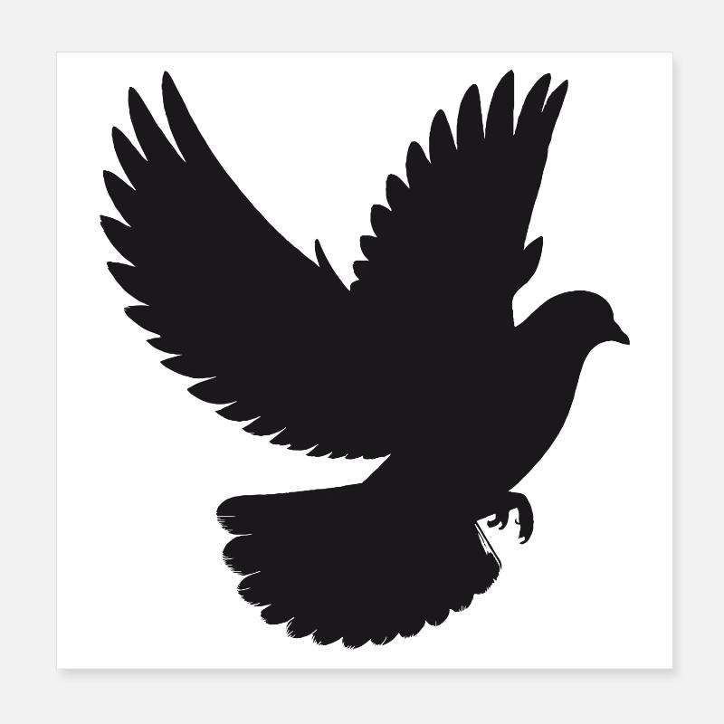 Peaceful Dove in Flight – Silhouette Style Poster 8" x 8" (20x20 cm)