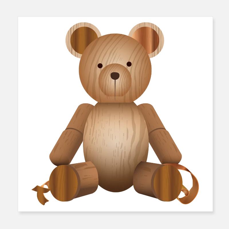 Aspect bois - Figurine d’ours mignon Poster 20 x 20 cm