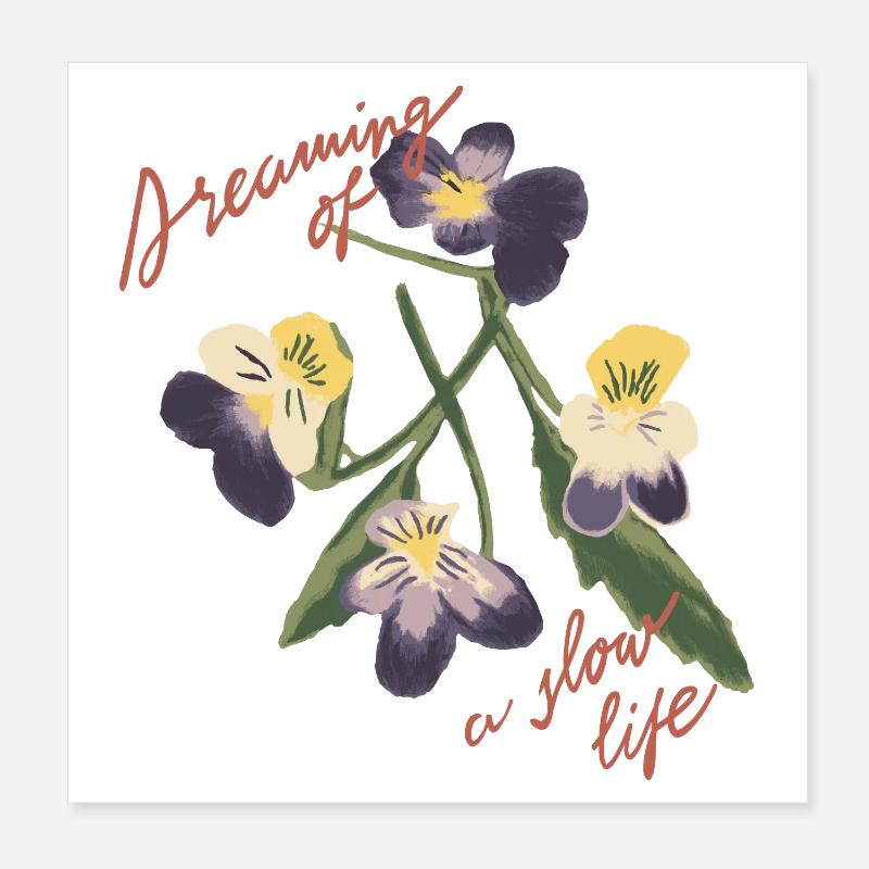 Illustration de fleur à vie lente Poster 20 x 20 cm