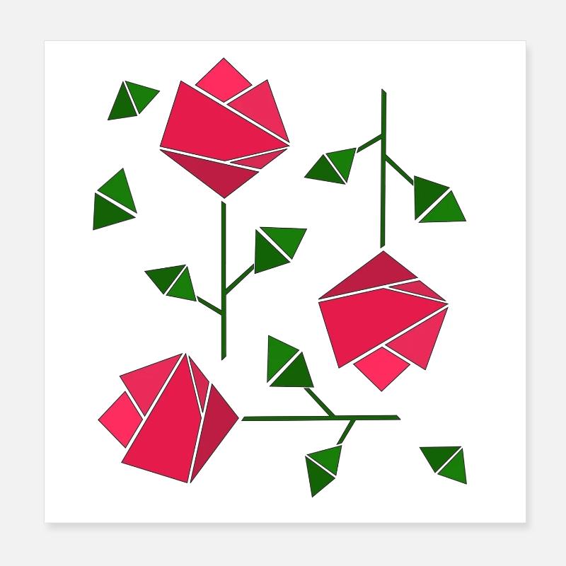 Geometric Roses Poster 8" x 8" (20x20 cm)