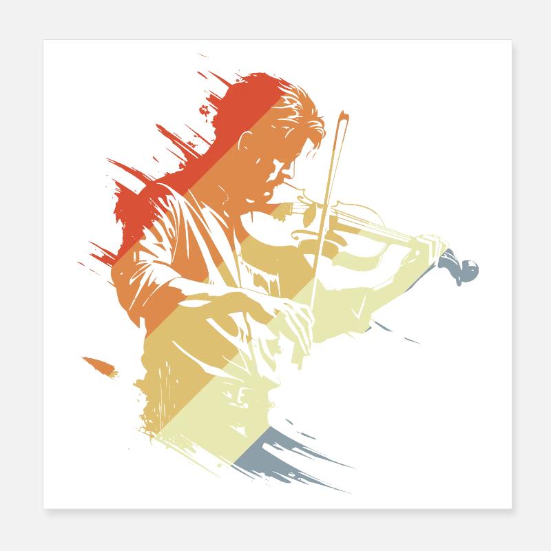 Violoniste Look Rétro Poster 20 x 20 cm