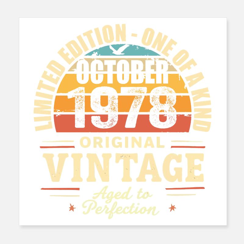 Rétro Octobre 1978 - birthday october 1978 Poster 20 x 20 cm