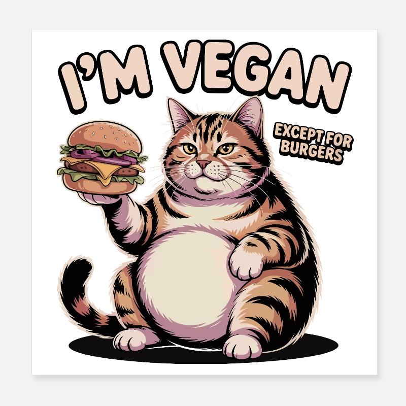 Drôle de design de burger végétalien pour chat Poster 20 x 20 cm