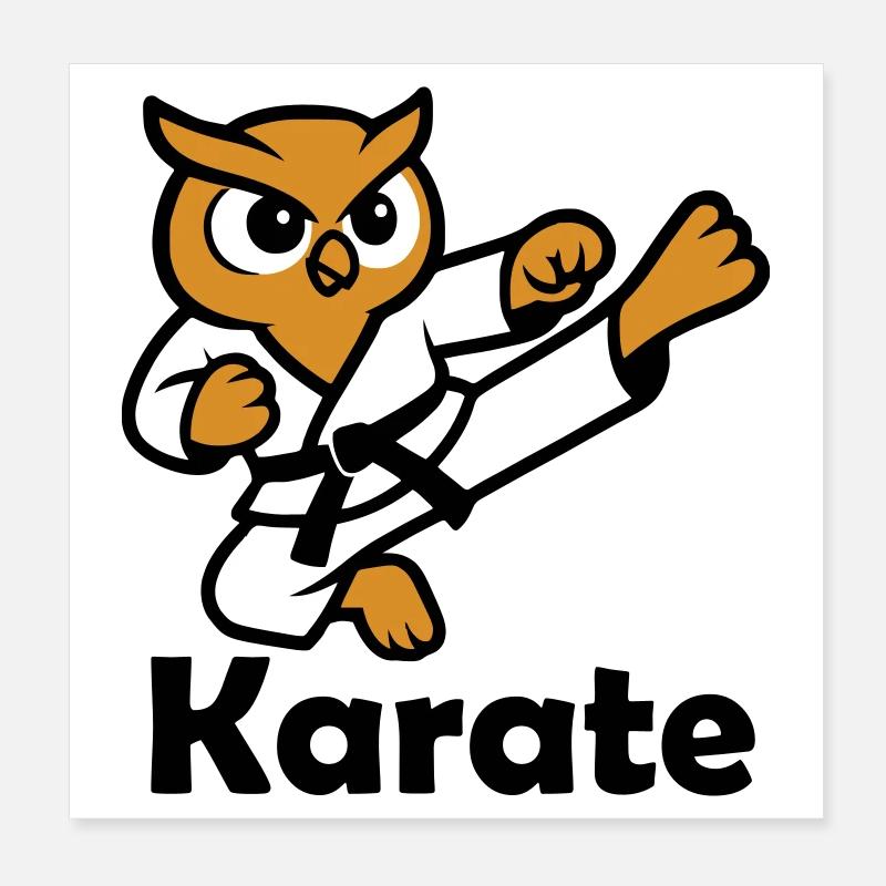 Karate Owl Poster 8" x 8" (20x20 cm)