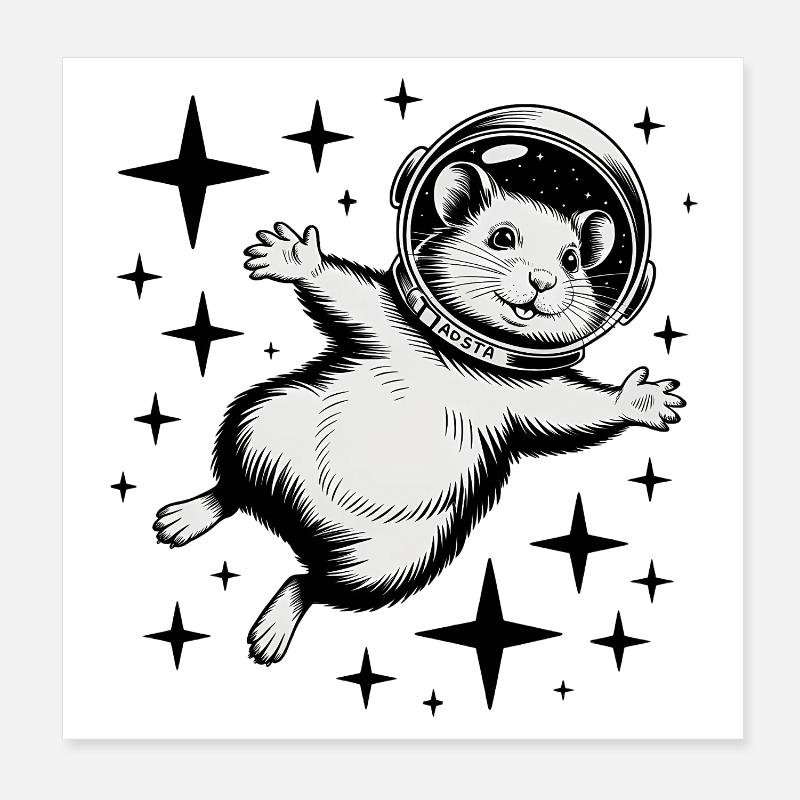 Hamster in Space - Cool Astonomy Logo Poster 20x20 cm