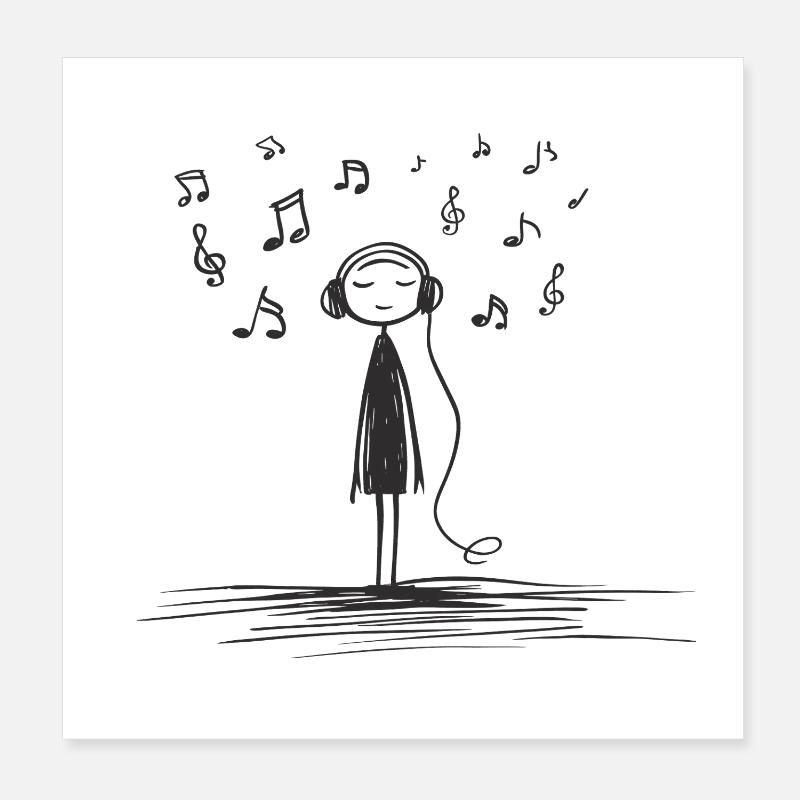 Écouter de la musique Poster 20 x 20 cm