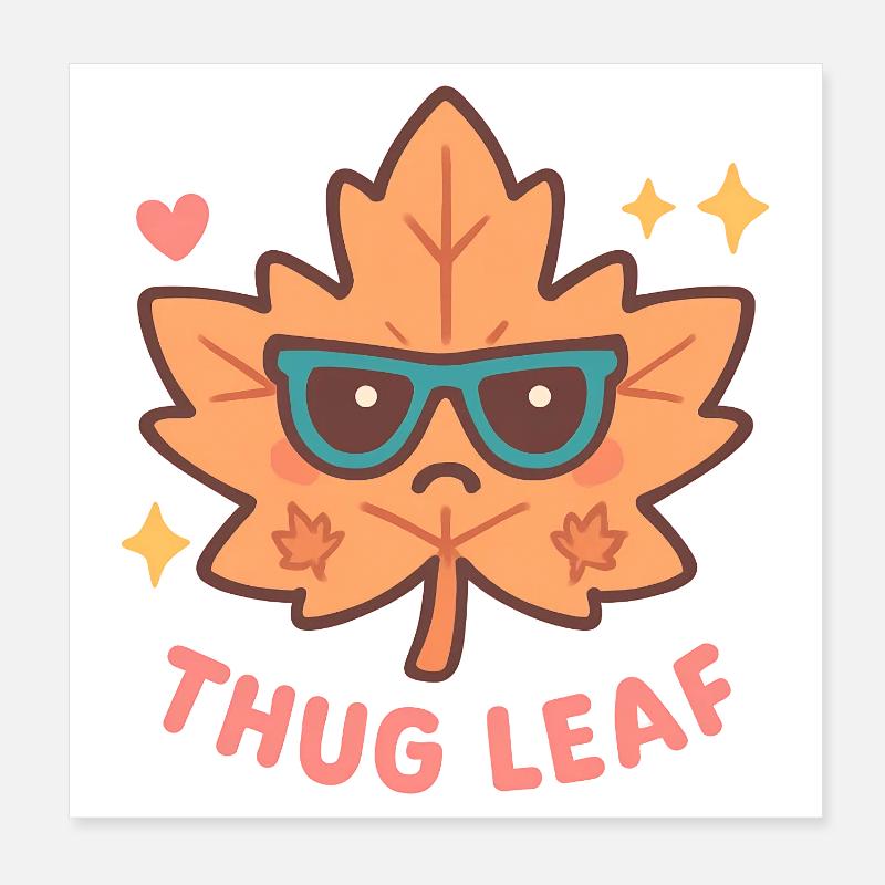 Thug Leaf Happy Fall Ernte Herbst Liebhaber Wortsp Poster 20x20 cm