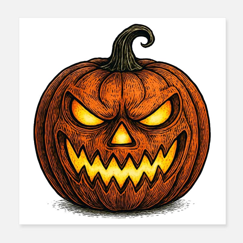 Scary Halloween Pumpkin Face Shirt Poster 8" x 8" (20x20 cm)