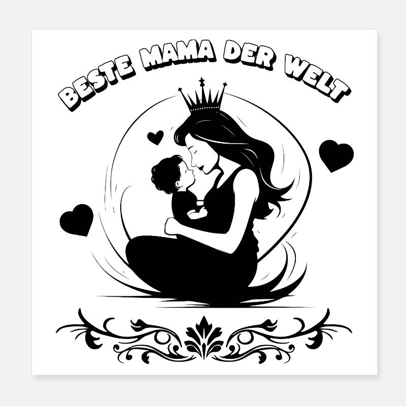 Meilleure silhouette de maman du monde Poster 20 x 20 cm