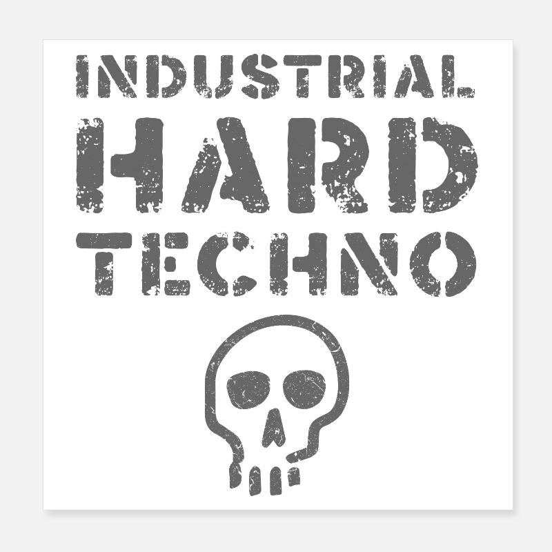 Industrial Hard Techno Totenschädel Poster 20x20 cm