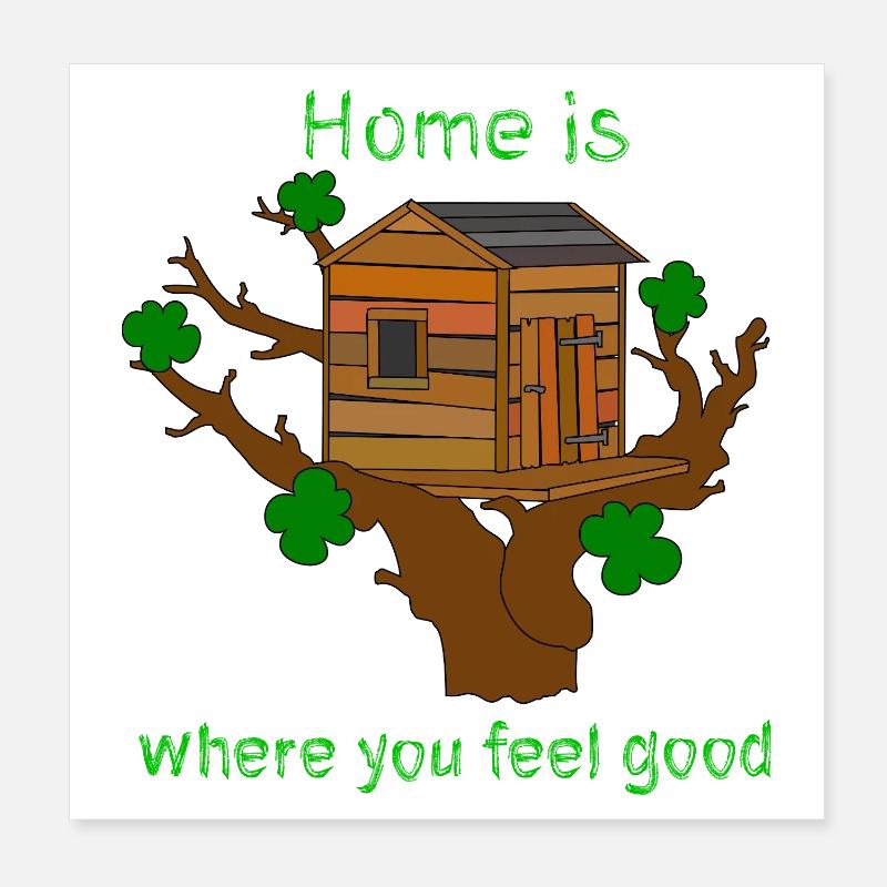 Baumhaus mit Spruch Poster 20x20 cm