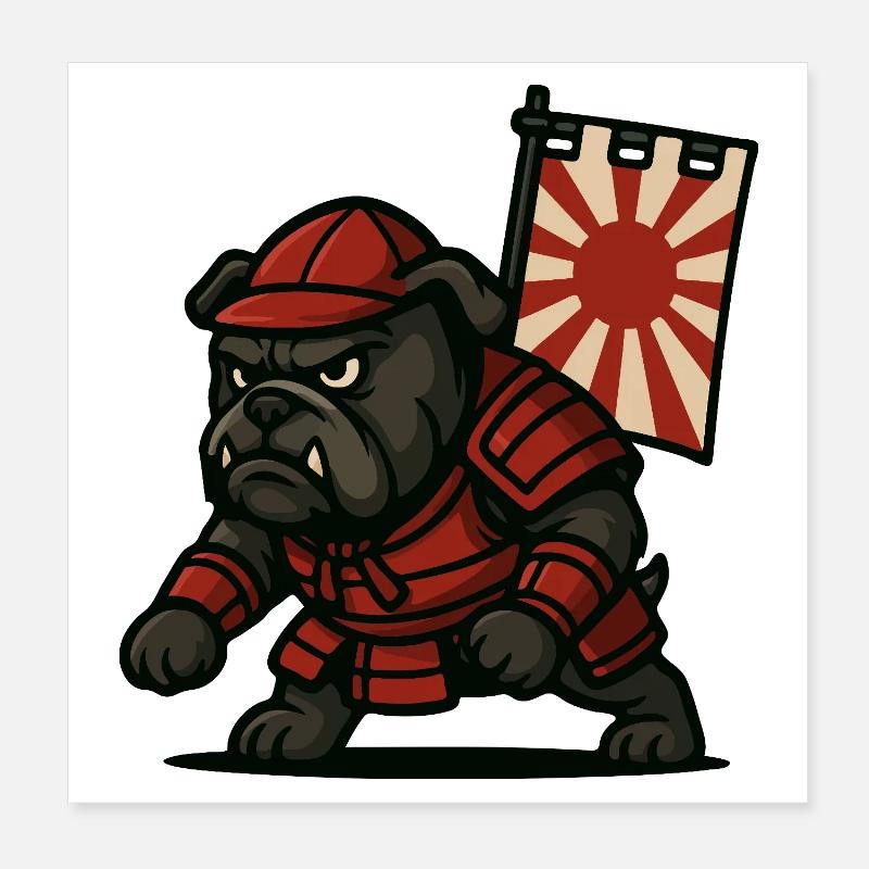 Bulldog Samurai Rising Poster 20 x 20 cm