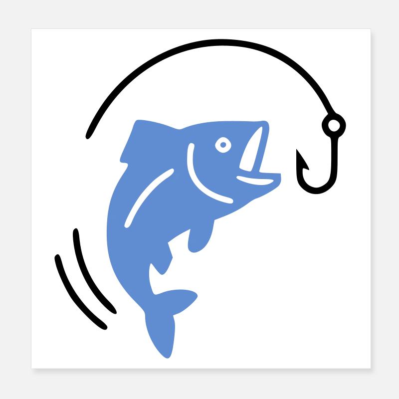 Pêche au poisson sur hameçon logo Poster 20 x 20 cm