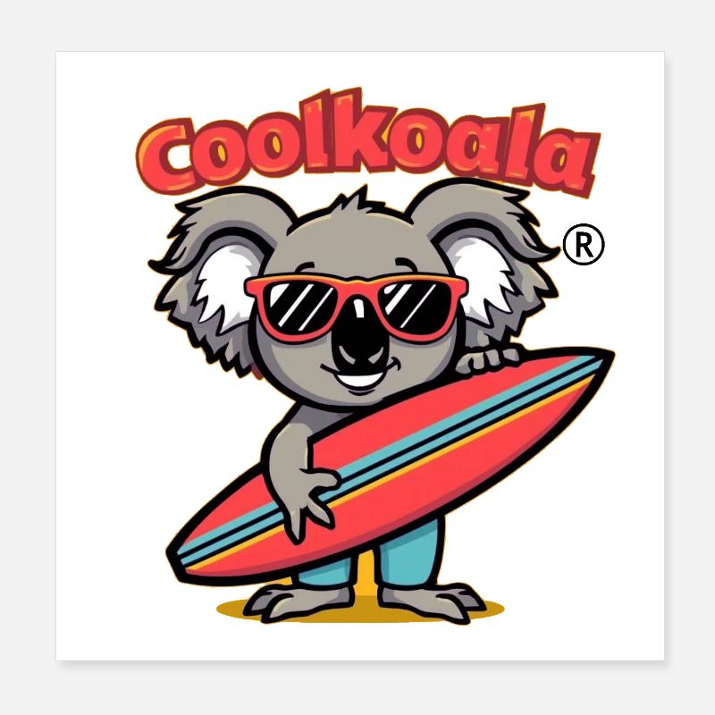 Koala Surfer avec lunettes de soleil Poster 20 x 20 cm