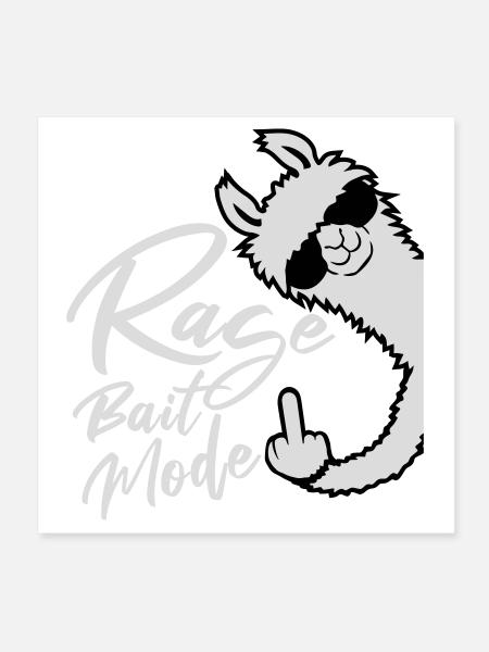Rage Bait Llama Alpaca Sunglasses Middle Finger - Poster 8" x 8" (20x20 cm) - white - Front