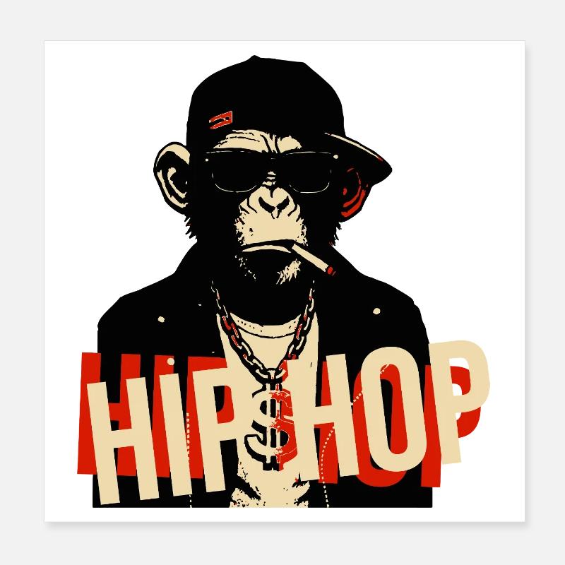 Hip Hop Chimp Bling Icon Poster 8" x 8" (20x20 cm)