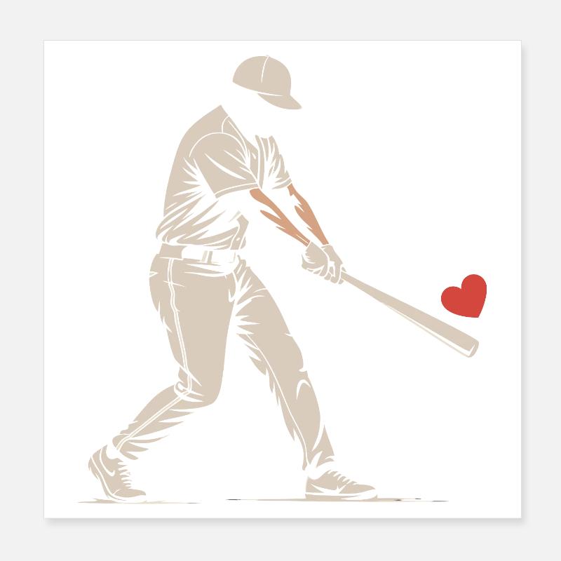 Silhouette Batteur Baseball Saint-Valentin Poster 20 x 20 cm