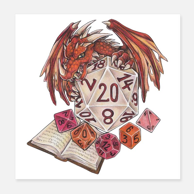 Jeu de rôle Maître de jeu de dés D20 Poster 20 x 20 cm