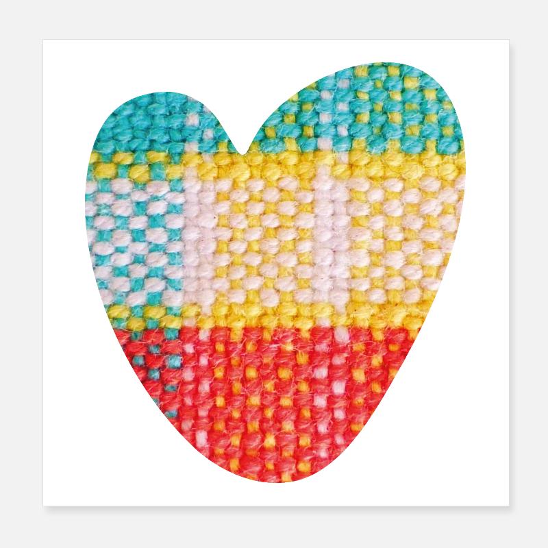 Heart Fabric Textile Love Love Pattern Valentine's Day Poster 8" x 8" (20x20 cm)