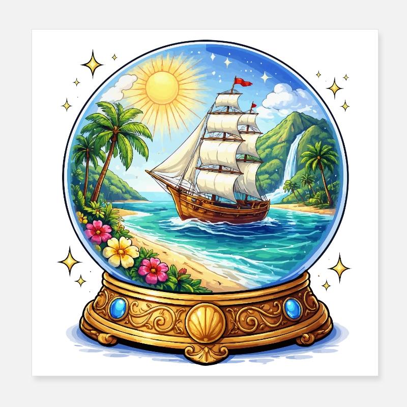 Schiffstraum Kugelbild Poster 20x20 cm