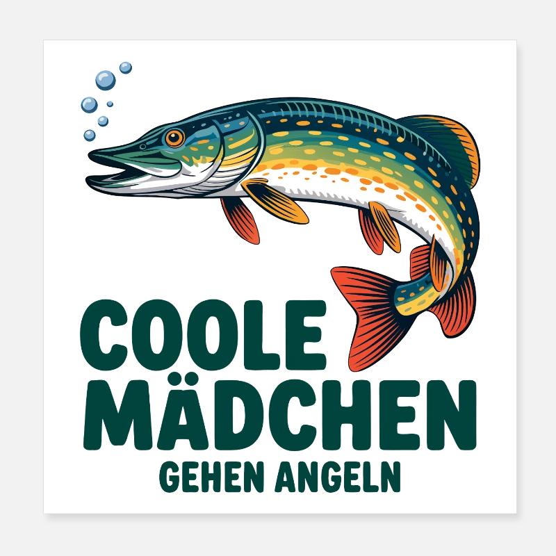 Coole Mädchen Angeln Poster 20x20 cm