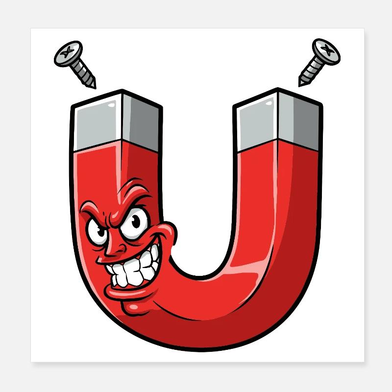 Dessin animé aimant en colère avec des vis Poster 20 x 20 cm