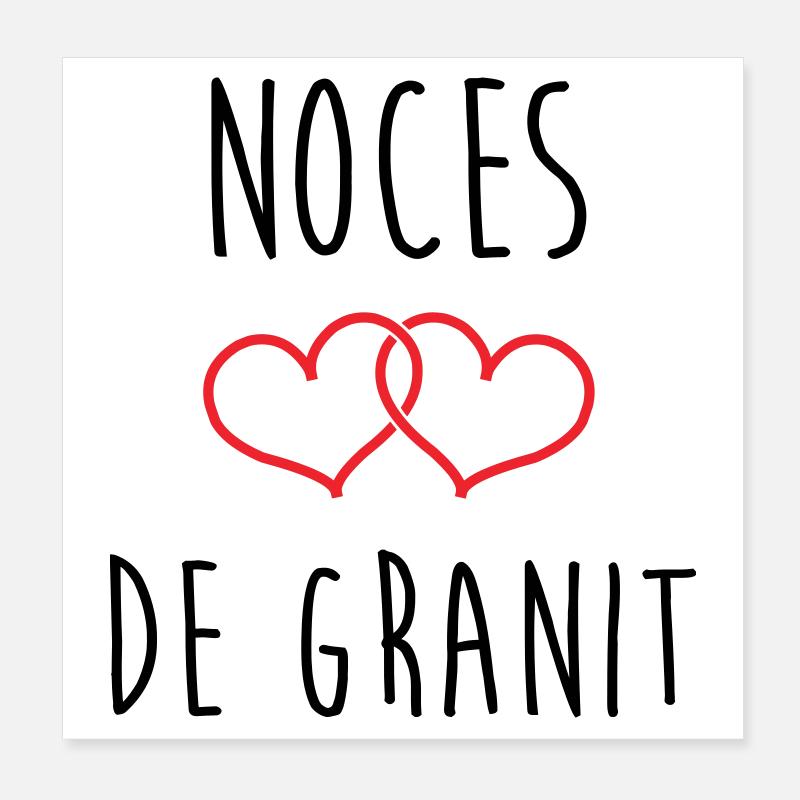 Cadeau Noces de Granit 90 Ans Mariage Amour Pur Poster 20 x 20 cm