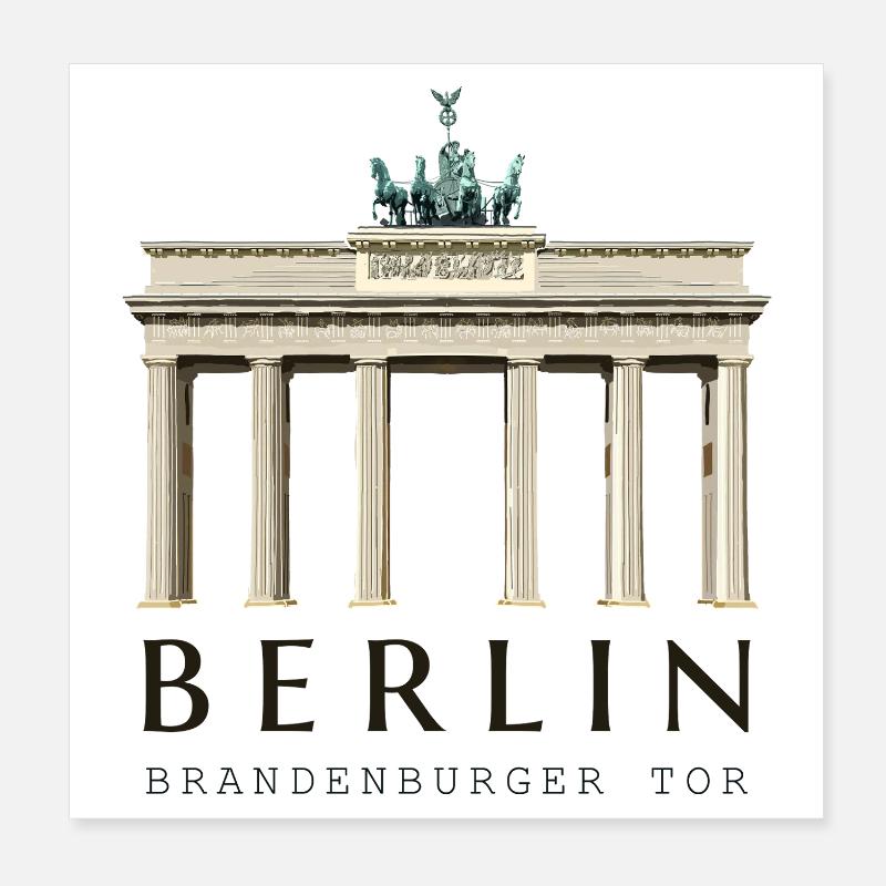 Porte de Berlin Brandebourg dessinée à la main Poster 20 x 20 cm