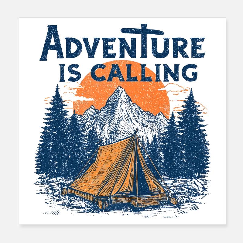 Camping Abenteuer Spruch Adventure appelle le camp Poster 20 x 20 cm