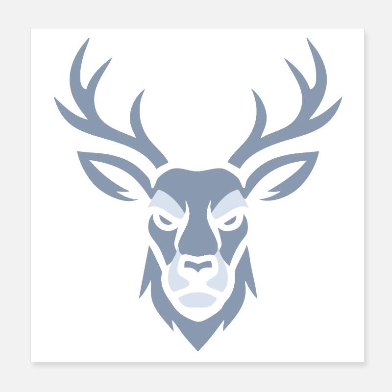 Blauer Hirschkopf  Poster 20x20 cm