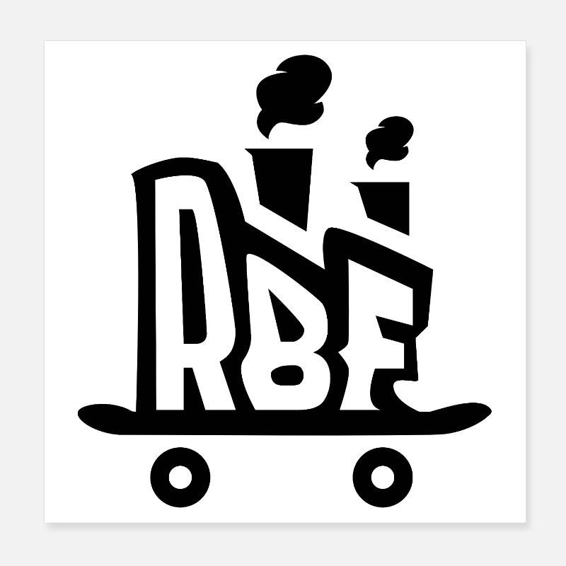 Rollbrett Fabrik Logo schwarz Poster 20x20 cm