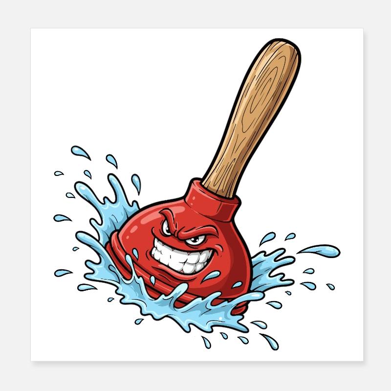 Ventouse rouge avec éclaboussure d’eau Poster 20 x 20 cm