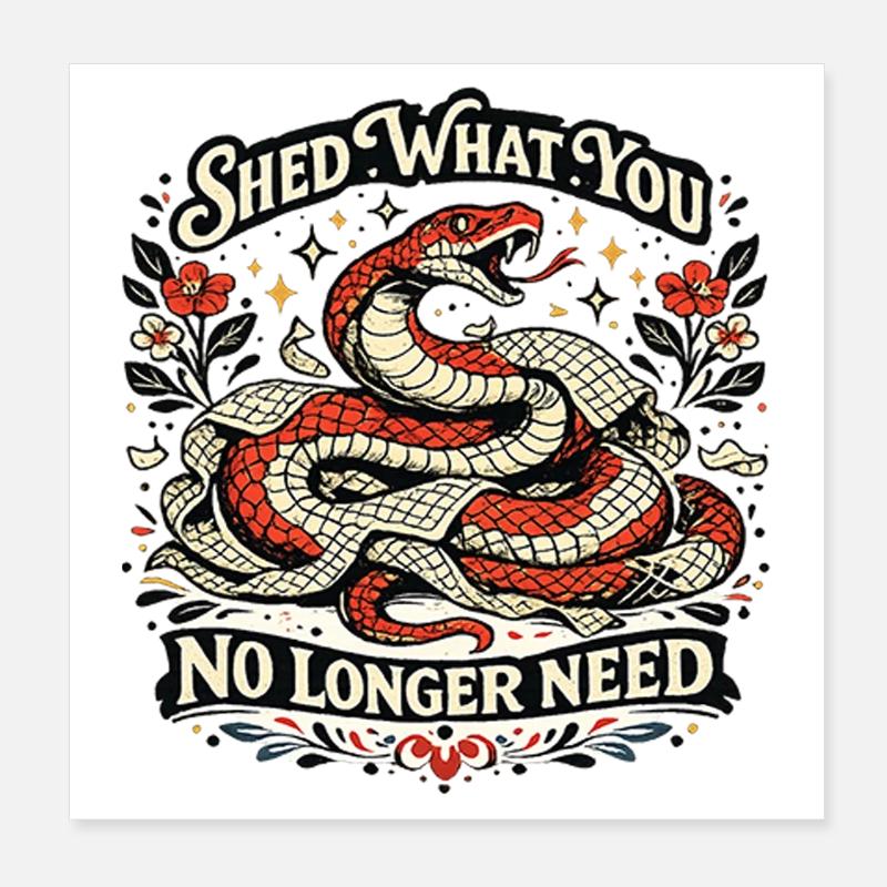 Shred What You No Longer Need Snake Artwork Poster 8" x 8" (20x20 cm)