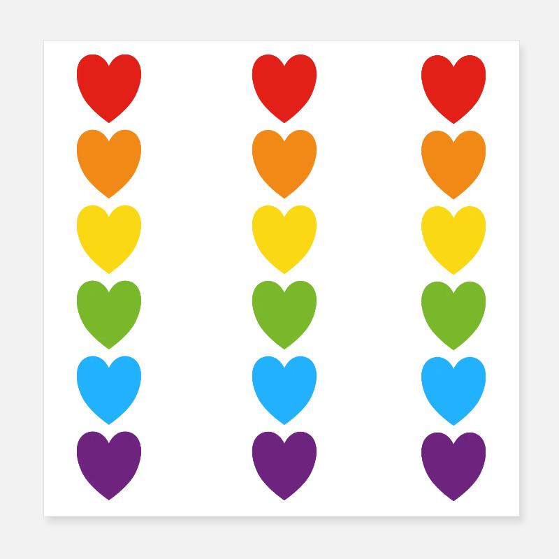 Cœurs arc-en-ciel de la fierté Poster 20 x 20 cm