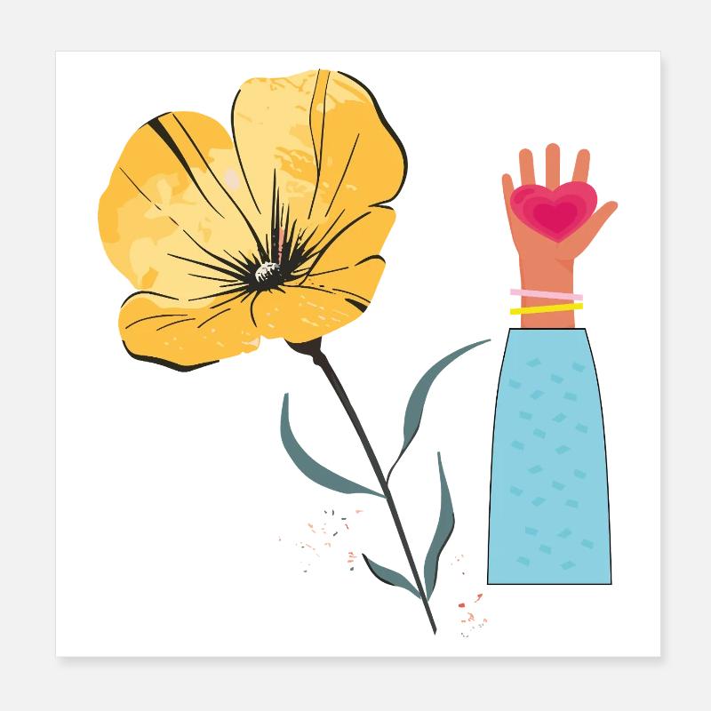 Cœur de la Main de Fleur Poster 20 x 20 cm