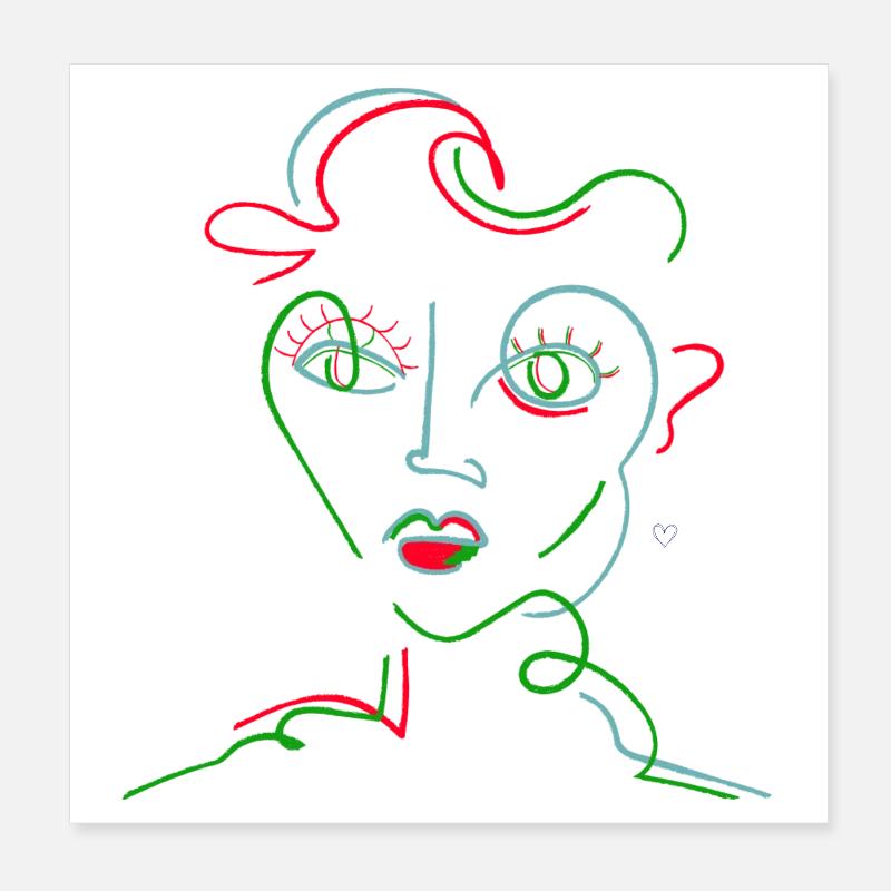 Neon Line Portrait Poster 8" x 8" (20x20 cm)